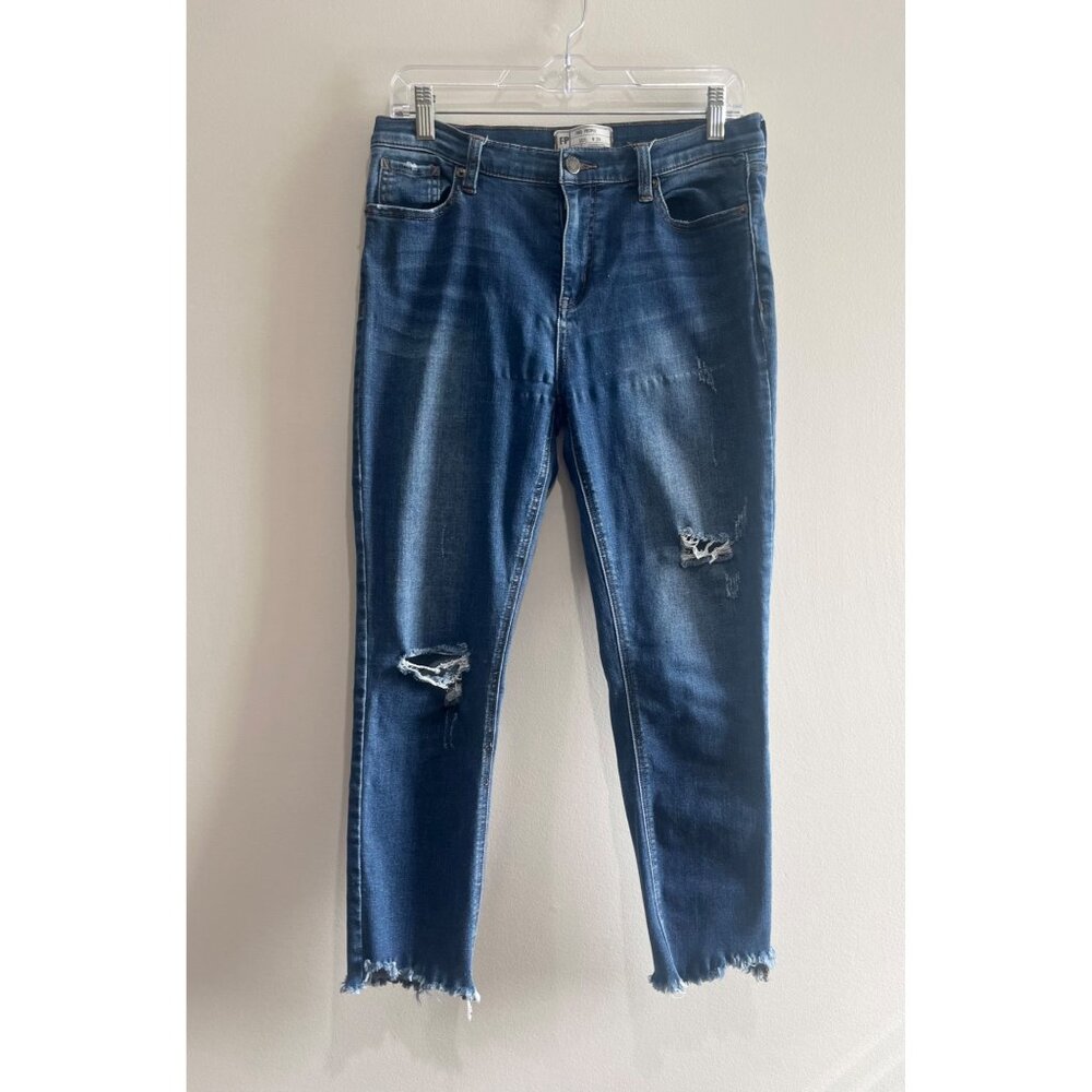 Free People High Rise Cropped Skinny Jeans Womens 29 Raw Hem Distressed